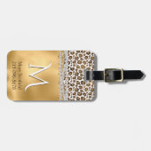 Étiquette À Bagage Étiquette de bagages Monogrammed Empreinte de léop (Devant horizontal)