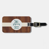 Étiquette À Bagage Étiquette de bagages Premium Motif en bois monogra (Devant horizontal)