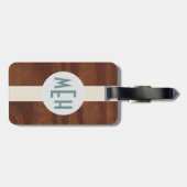 Étiquette À Bagage Étiquette de bagages Premium Motif en bois monogra (Dos horizontal)