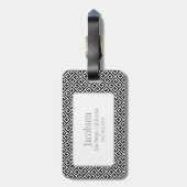 Étiquette À Bagage Étiquette de la clé grecque noire et blanche (Dos Vertical)