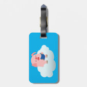 Étiquette À Bagage Étiquette de liseuse de cochon de dessin mignonne  (Dos Vertical)