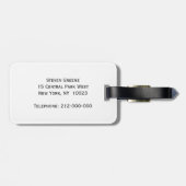 Étiquette À Bagage Étiquette de monogramme blanc bleu marine (Dos horizontal)