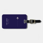 Étiquette À Bagage étiquette de voyage internationale bleu foncé avec (Devant horizontal)