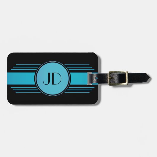 Étiquette À Bagage Étiquette décorée d'un monogramme de bagage d'art (Devant horizontal)