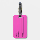 Étiquette À Bagage Étiquette élégante de bagage de drapeau noir rose (Dos Vertical)