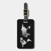 Étiquette À Bagage Étiquette élégante noire et argentée de bagage de (Devant Vertical)