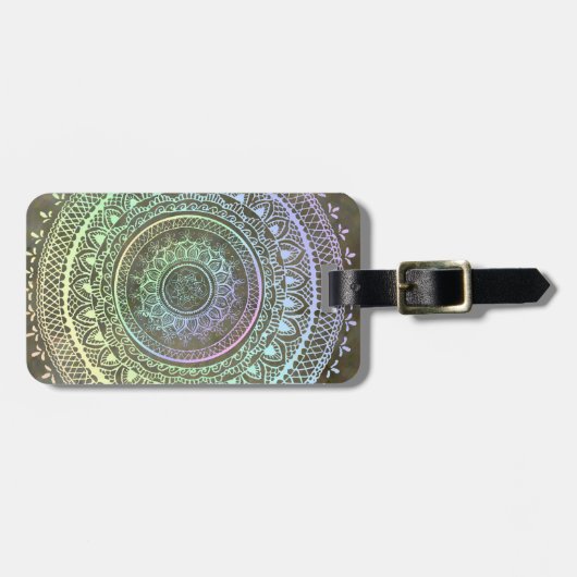 Étiquette À Bagage Étiquette en pastel de bagage de mandala (Devant horizontal)