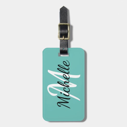 Étiquette À Bagage Étiquette faite sur commande bleu-clair et blanche (Devant Vertical)