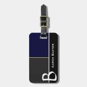 Étiquette À Bagage Étiquette faite sur commande bleu-foncé de bagage (Devant Vertical)
