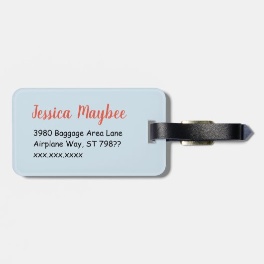 Étiquette À Bagage Étiquette faite sur commande de bagage de bande (Dos horizontal)