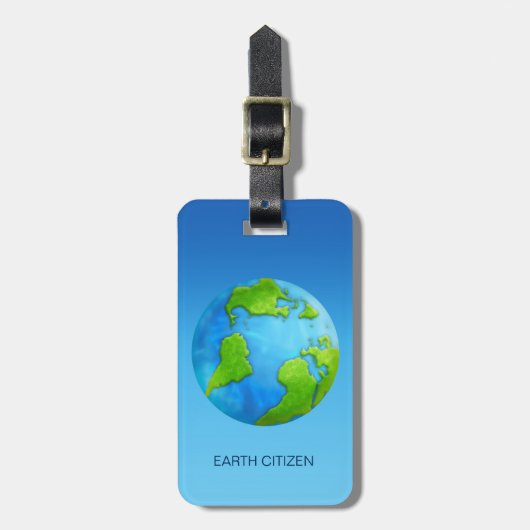 Étiquette À Bagage Étiquette faite sur commande de bagage de la terre (Devant Vertical)