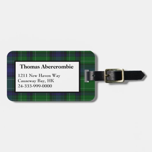 Étiquette À Bagage Étiquette faite sur commande de bagage de plaid de (Devant horizontal)