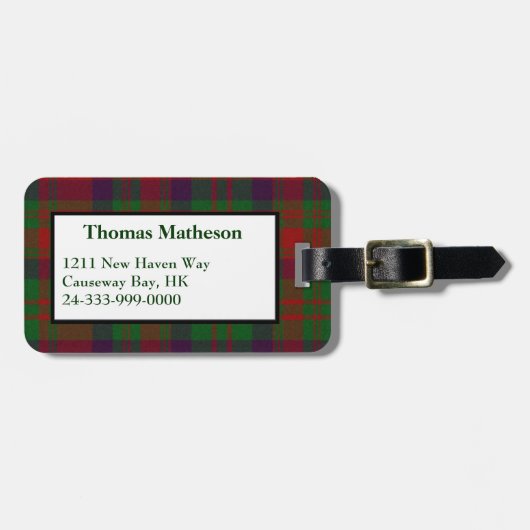 Étiquette À Bagage Étiquette faite sur commande de bagage de plaid de (Devant horizontal)