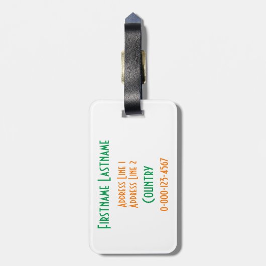 Étiquette À Bagage Étiquette faite sur commande de bagage de shamrock (Dos Vertical)