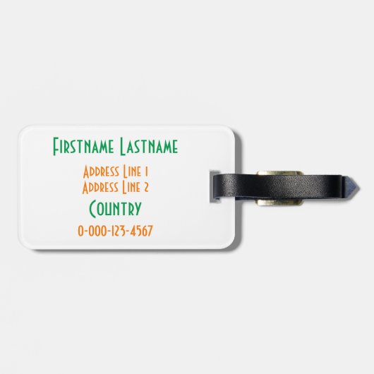Étiquette À Bagage Étiquette faite sur commande de bagage de shamrock (Dos horizontal)
