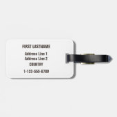 Étiquette À Bagage Étiquette faite sur commande de bagage de tigres (Dos horizontal)