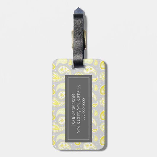 Étiquette À Bagage Étiquette faite sur commande jaune de bagage de (Dos Vertical)