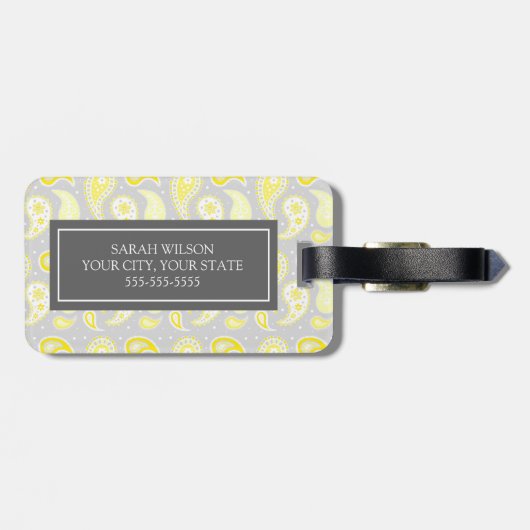 Étiquette À Bagage Étiquette faite sur commande jaune de bagage de (Dos horizontal)