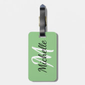 Étiquette À Bagage Étiquette faite sur commande vert clair et blanche (Dos Vertical)
