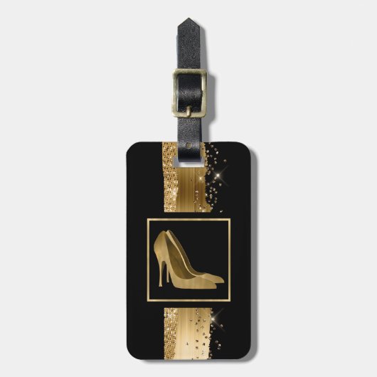 Étiquette À Bagage Étiquette fascinante de bagage de stylets d'or (Devant Vertical)