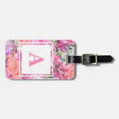 Étiquette À Bagage Étiquette florale de bagage d'aquarelle (Devant horizontal)