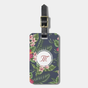 Étiquette À Bagage Étiquette florale de bagage de monogramme de