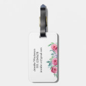 Étiquette À Bagage Étiquette florale Girly de monogramme de bagage (Dos Vertical)