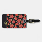 Étiquette À Bagage Étiquette florale rouge unique de bagage du (Devant horizontal)