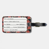 Étiquette À Bagage Étiquette florale rouge unique de bagage du (Dos horizontal)