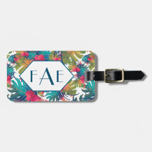 Étiquette À Bagage Étiquette florale tropicale de bagage de