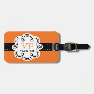 Étiquette À Bagage Étiquette Girly de fille personnalisée par orange