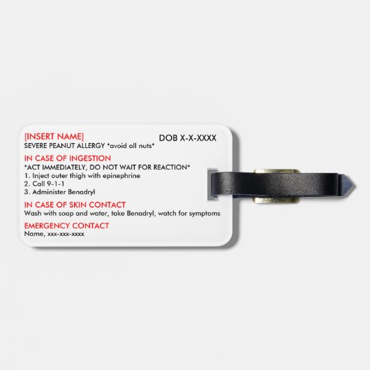 Étiquette À Bagage Étiquette grave d'identification et de GLACE (Dos horizontal)