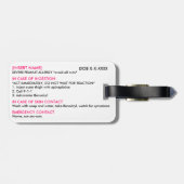 Étiquette À Bagage Étiquette grave d'identification et de GLACE (Dos horizontal)