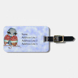 Étiquette À Bagage Étiquette grincheuse lunatique de bagage de hibou