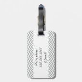 Étiquette À Bagage Étiquette grise et blanche de bagage de rayure de (Dos Vertical)