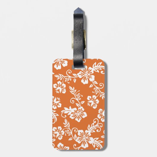 Étiquette À Bagage Étiquette hawaïenne orange de bagage d'impression (Dos Vertical)