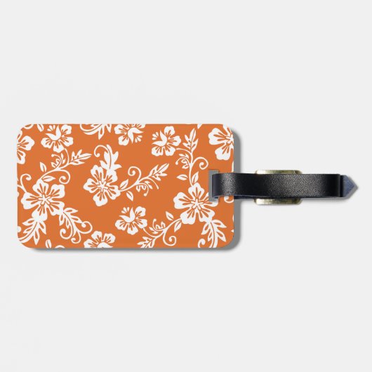 Étiquette À Bagage Étiquette hawaïenne orange de bagage d'impression (Dos horizontal)