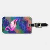 Étiquette À Bagage Étiquette lumineuse de bagage de Flamant rose (Devant horizontal)