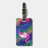 Étiquette À Bagage Étiquette lumineuse de bagage de Flamant rose (Devant Vertical)