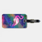 Étiquette À Bagage Étiquette lumineuse de bagage de Flamant rose (Dos horizontal)