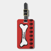 Étiquette À Bagage Étiquette mignonne d'animal familier de patte d'os (Devant Vertical)