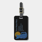 Étiquette À Bagage Étiquette mignonne de bagage d'art de chat bleu de (Devant Vertical)