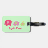 Étiquette À Bagage Étiquette mignonne de sac de filles d'éléphants (Dos horizontal)