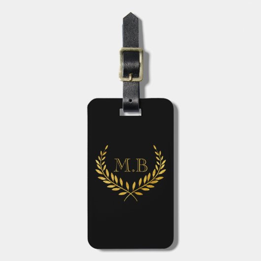 Étiquette À Bagage Étiquette moderne de bagage de monogramme avec le (Devant Vertical)