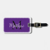 Étiquette À Bagage Étiquette Monogram Initial Custom Name Purple Lugg (Devant horizontal)