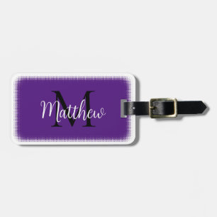 Étiquette À Bagage Étiquette Monogram Initial Custom Name Purple Lugg