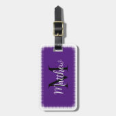 Étiquette À Bagage Étiquette Monogram Initial Custom Name Purple Lugg (Devant Vertical)