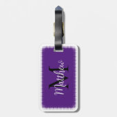 Étiquette À Bagage Étiquette Monogram Initial Custom Name Purple Lugg (Dos Vertical)