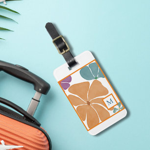 Étiquette À Bagage Étiquette Monogram Watercolor Retro Daisy