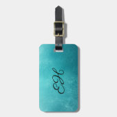 Étiquette À Bagage Étiquette Monogramme en acrylique bleu sous-marin (Devant Vertical)